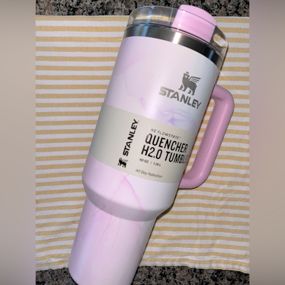 NWT Stanley 40 oz Stainless Steel H2.0 Flowstate Tumbler Watercolor Pink Tulle